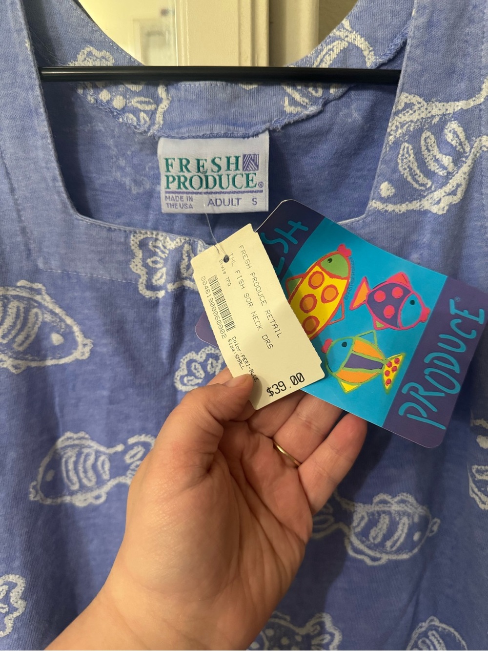 Vintage Fresh Produce Blue Fish Print Tank Dress - Picture 3 of 3